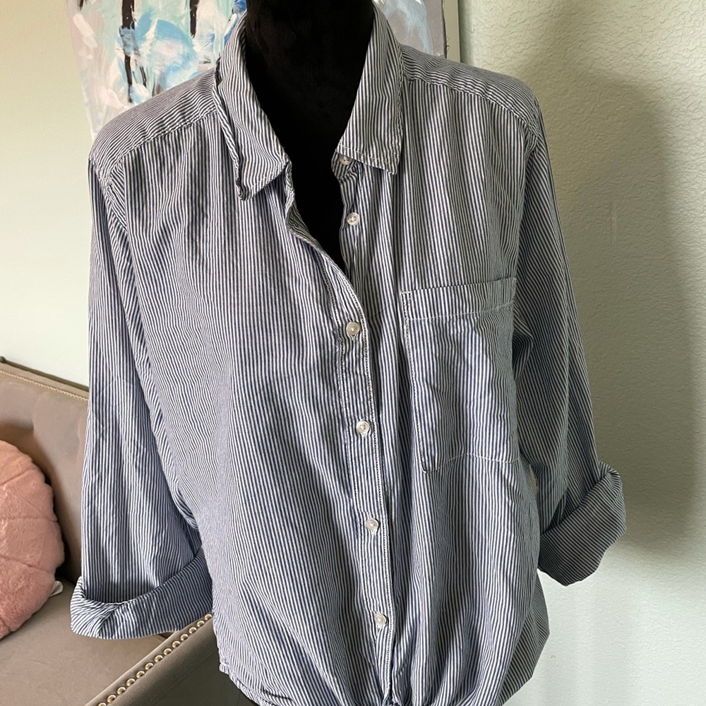 Casual striped linen button down